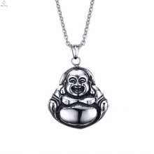 Antique Bouddha religieux en acier inoxydable collier pendentif bijoux